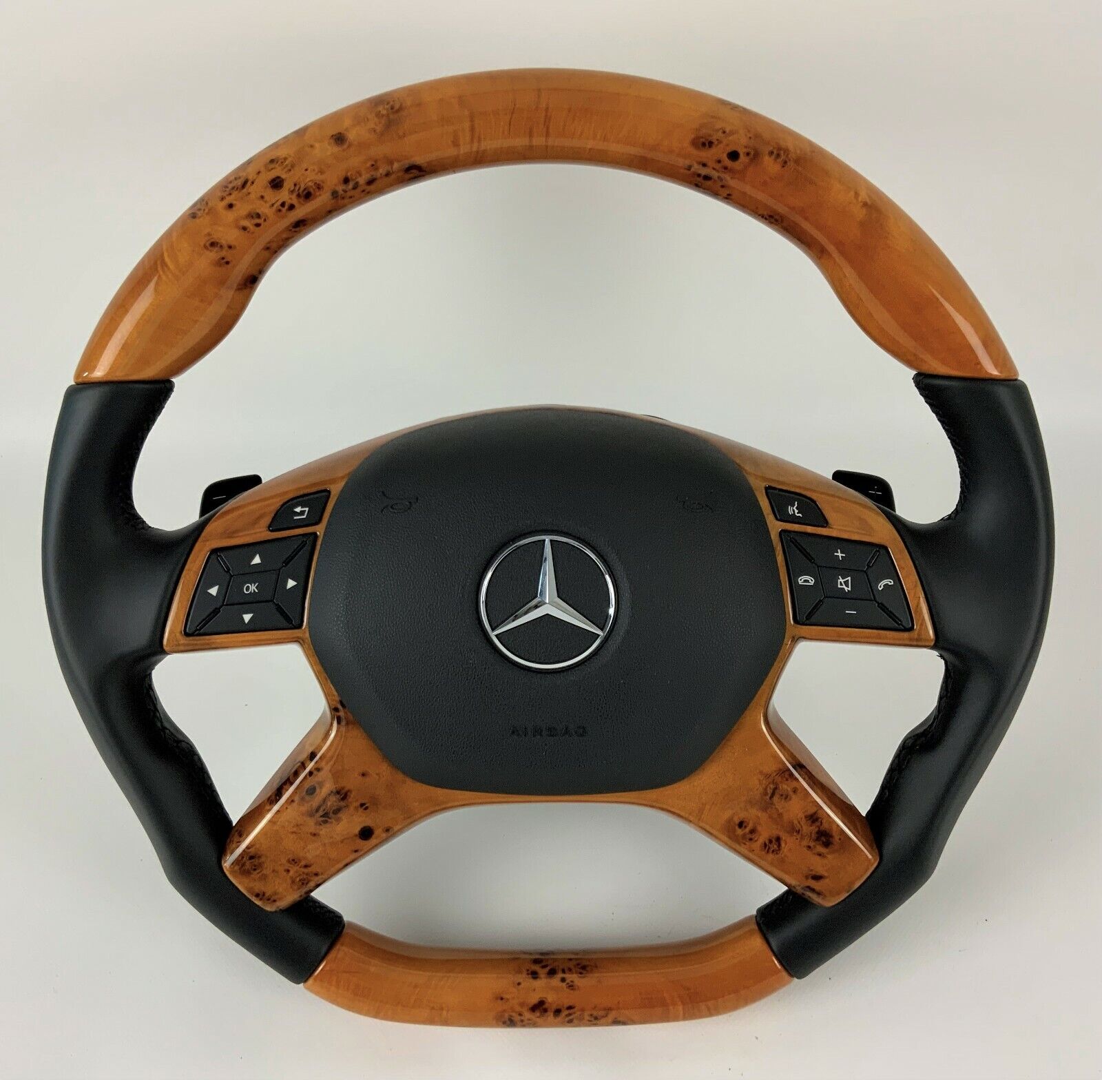 Mercedes-Benz, Mercedes-Benz Holz-Leder-Lenkrad mit LSP, basaltgrau,  GL-/GLS-/M-/GLE-Klasse