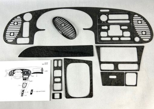 Saab 900 2 Echt Ahorn Holz Set dark birds eye maple genuine wood trim moldings – Bild 9