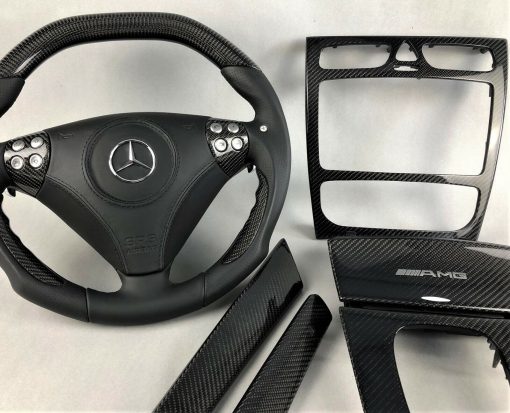 Mercedes AMG W203 C32 C55 Carbon Zierteile Lenkrad steering wheel interior trim – Bild 10